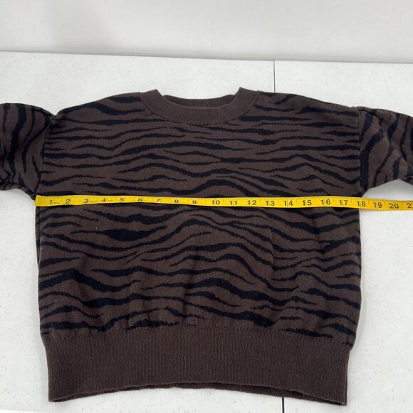 Gap Kids XL (12) Zebra Print Sweater Brown Black Shaker Knit Crew Neck Cotton - Picture 7 of 8
